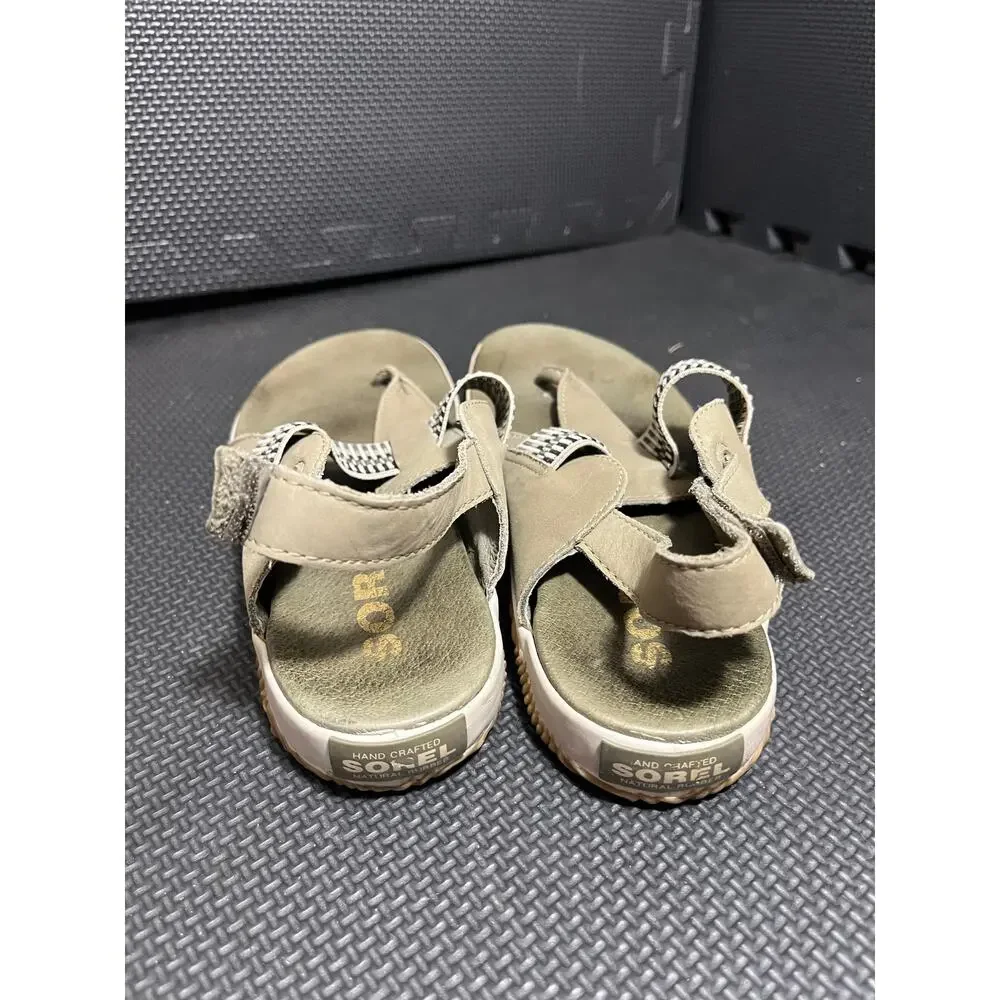 SOREL Out N About Plus Womens Size‎ 9 Green Nubuck Leather Slingback Sandals